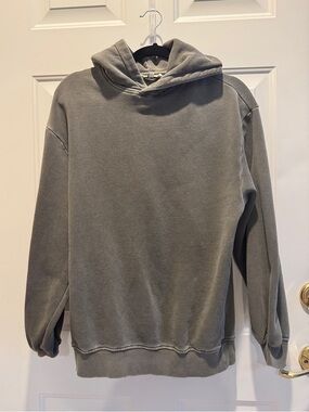 & Other Stories Olive Green/Ashy Gray Hooded Pullover Sweatshirt (Over-sized)